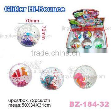 Sell 70MM Large Glitter Globe Hi Bounce Ball with Fish