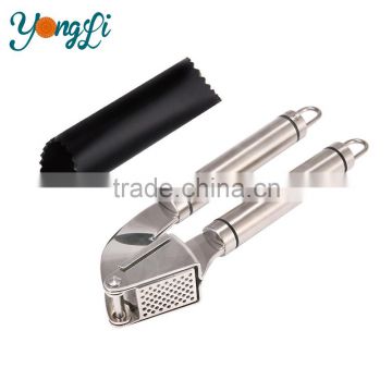 Silicone Tube Roller Stainless Steel Garlic Press and Peeler Set