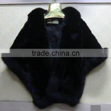 Mink fur capes with fox fur trim