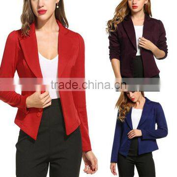 Ladies Slim Fit Blazer Designs Long Sleeve Slim Solid Casual Office Work Wear Lapel Neckline Latest Blazer Designs With Jeans