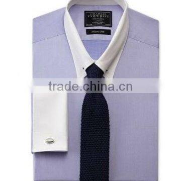 Slim fit pin collar shirts for men French cuff dress shirt