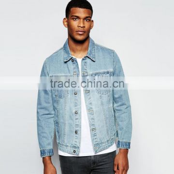 factory hot sale custom light blue denim jacket in new model for men