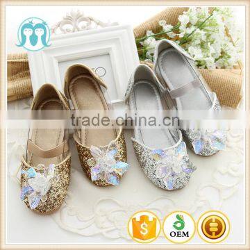 latest design shining Sequins wedding children girls shoes with gold and silver