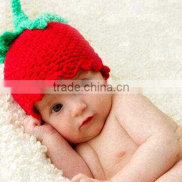 Lovely Wool Hat Crochet Baby Strawberry Hat photo-2