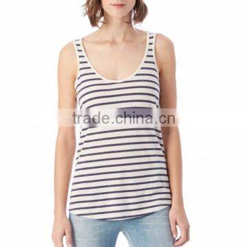 Wholesale Custom Vest Ladies Shirts for Women Yarn Dye Stripe Tank Top