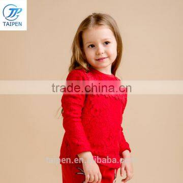 Wholesale Girls Long Sleeve Lace t Shirt With Flower Pattern Fleece Lining Shirt Designs For Girls photo-3