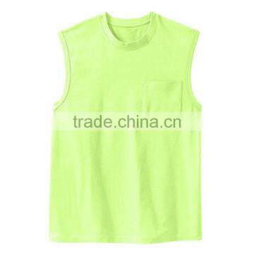 180gsm 100 Cotton Plus Size Wholesale Men's Blank Pocket Sleeveless T Shirt photo-4