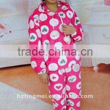 girls' lovely polyester coral fleece pajama