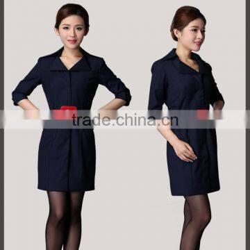 OEM Supply Woman Airplane Work Dress Airline Stewardess Uniform photo-6