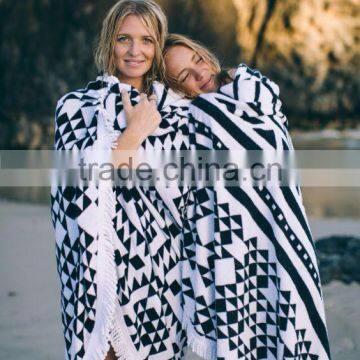 Walson Wholesale Drop Shipping Printed Microfiber Fabric Round Beach Towel With Tassels photo-2