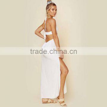 Cut Out Slit Maxi Dress With Drawstring Sexy Women Summer Dress 2015 photo-3