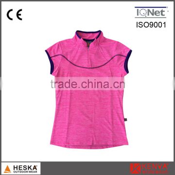 Custom chinese style short sleeve collar neck women t shirt