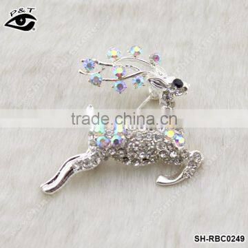 Animal brooches Sika Deer Shape crystal rhinestone brooch pin for dresses invitations