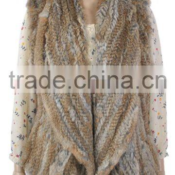 YR078 New Arrival Top Quality Chic Women Apparel Genuine Rabbit Knitted Sleeveless Vest photo-4