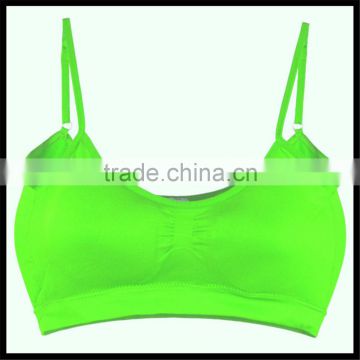 Women's New Seamless green color Spandex removable padding Cropped Sports Bra Cami Top