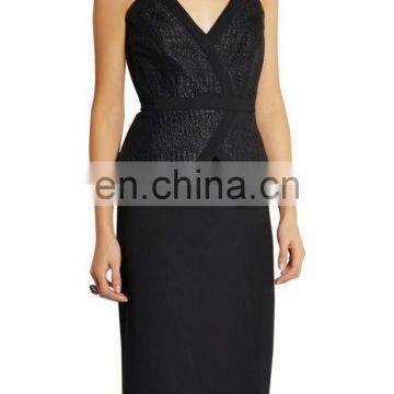 Wholesale Women Sexy Dress Strapless Peplum Midi Dress Woven and Crepe Black Peplum Dress photo-3