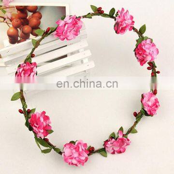 FG-0014 wholesale bridal wedding artificial wicker flower garland/ flower head wreath