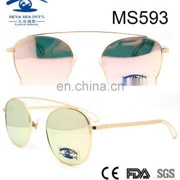 2017 Best Design Single Bridge Women Metal Sunglasses (MS593)