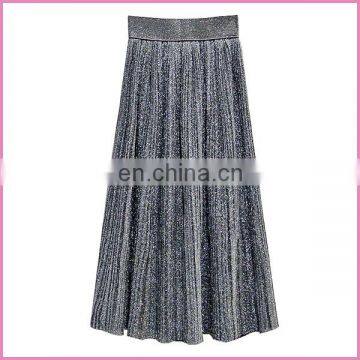 silver/white/black golden gauze long skirt with elastic strap