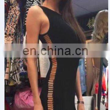 Amigo 2017 new style sleeveless beaded fish cut out sexy slit bandage dress long elegant evening dresses for women party wear