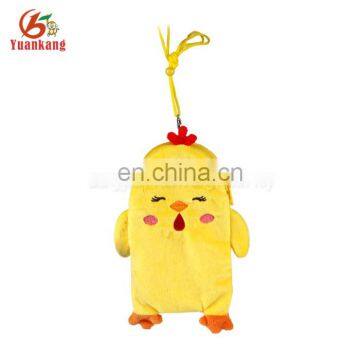 Hot sale funny yellow chicken plush animal card coin purse