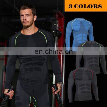 Wholesale Men's Long Sleeve T-Shirt Gym Fitness Wear Cool Dry Compression Top