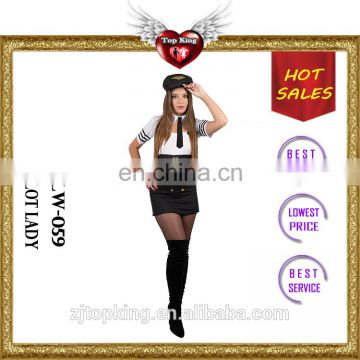 2016 Hot Sales Female Sexy Lingerie Uniform Carnival Sexy Pilot Lady Costumes for Woman