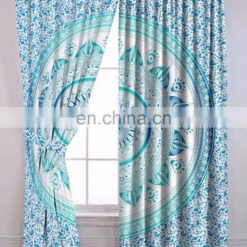 Indian Latest Ombre Mandala Home Decor Curtain Window Balcony Wall Hanging Green Blue Color