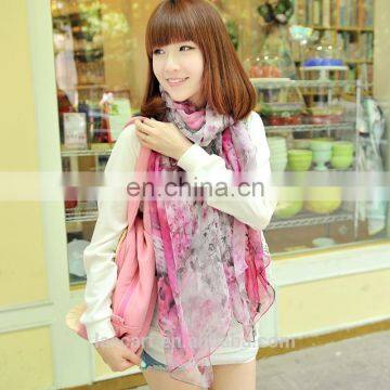 Environmental Printing Scarves Women's Flowers Shawl Deep Purple photo-4