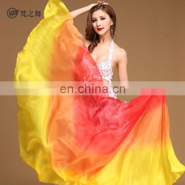 P-9106 100% real silk semi circular gradient color 2.5*1.14m belly dance silk veil