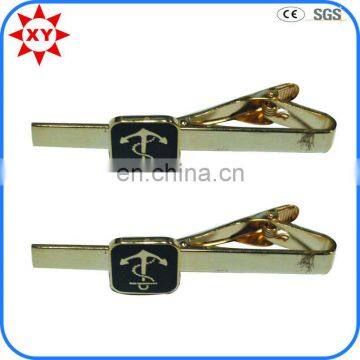 Hard enamel gold clip on tie clip hardware