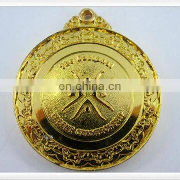 Souvenir round shaped gold color metal medal