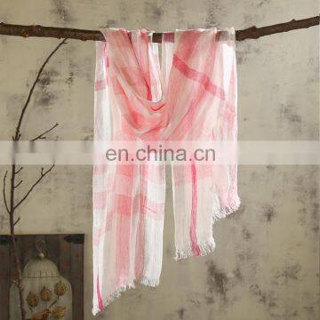 linen100% scarf fresh comfortable natural scarf good quality stripe scarf have 3color