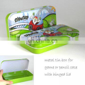 Professional metal tin box factory's cheap metal pencil case for kids with or without hinge