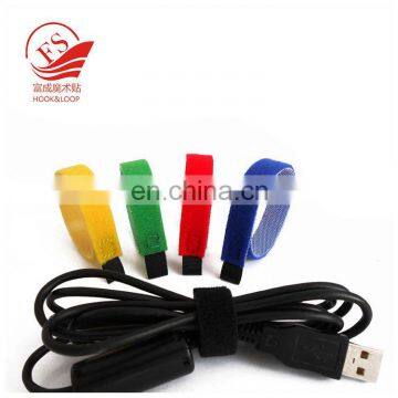 hot sale colorful Nylon double side Hook and Loop Cable Tie with printed logo