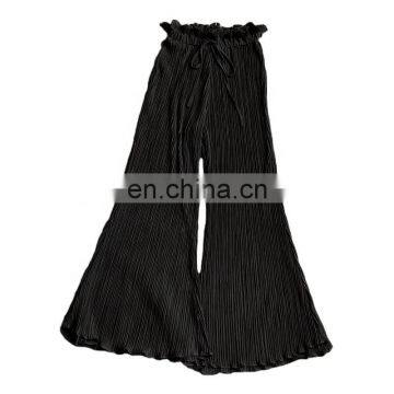 TWOTWINSTYLE Ruched Wide Leg Pants For Women Lace Up Ruffles X Long Spring Summer Fashion