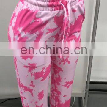 LAITE TR2006 New Arrivals  Amazon Hot Sales Women Tie Dye Long Sports Pants Ladies Tie Dye Casual Trousers Harem Pants