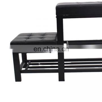 Customized PVC Leather Metal Steel Shoe Racks Bench Storage Organiser Holder Rack At Doorway Entrance photo-3