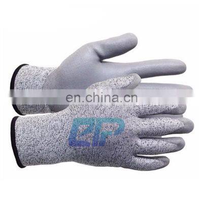 Factory Direct-13G HPPE+Fiberglass PU Coated 5 Level Cut Resistant Glove photo-2