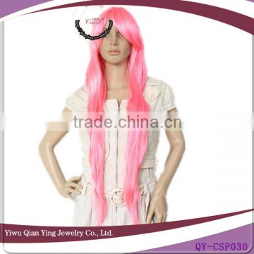 ponytail long curly pink beauty cosplay wig