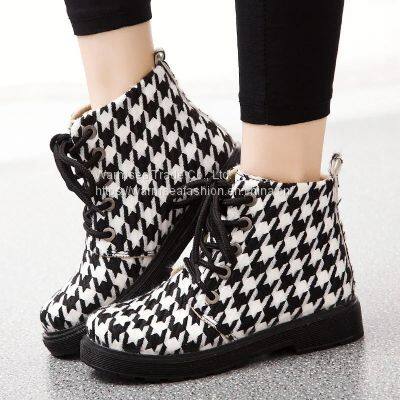 Casual Shoes Women Korean Style Trendy Short Boots Women Thick Velvet Lace-up Flat Shoes Women photo-2