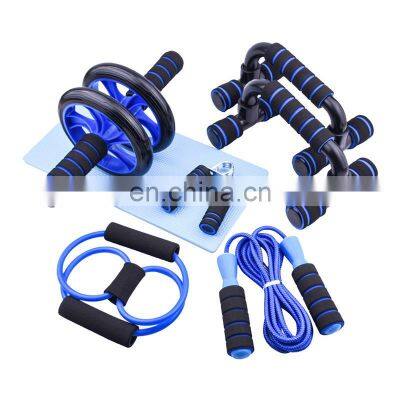 Customized wholesale abdominal exercise abdominal wheel jump rope skipping push up bars bracket set ab roller wheel gym equipmen