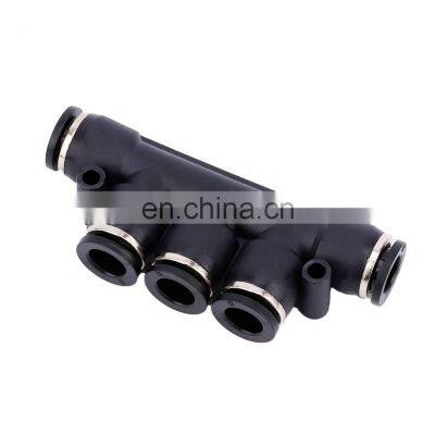 PK Series Pneumatic Plastic Thread Air Hose Tube Connector 5 Way Quick Fitting Connector One Touch Fitting