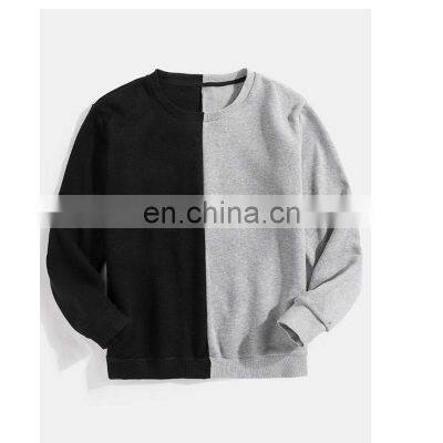 OEM Men's Loose Sports Contrast Stitching Long-sleeved Round Neck Pullover Sweater photo-2