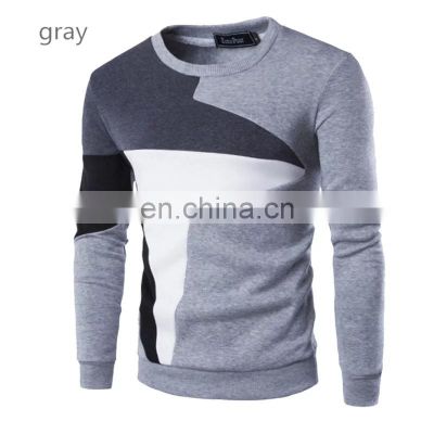 Wholesale fashion men's round neck long sleeve spring and autumn personality splicing sweater coat plus size men's