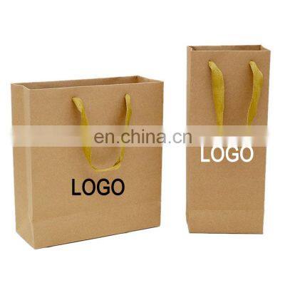 custom craft paper packaging bags with logo bolsas de papel printing shopping brown kraft paper bag with handle