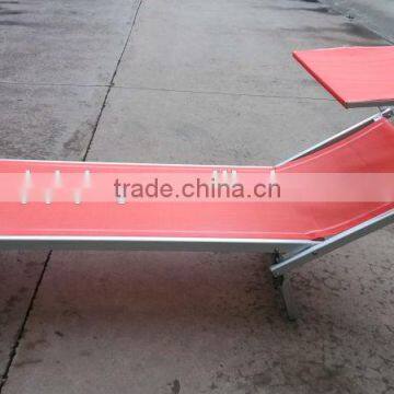 Red Aluminium Folding Bed With Sunshade, Sun Chaise Loungers HQ-8007F Quality Choice