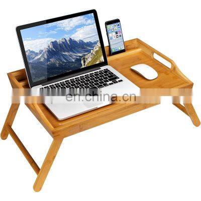 Natural Bamboo Media Bed Folding Tray With Phone Holder Fits up to 17.3 Inch Laptops and Most Tablets photo-2