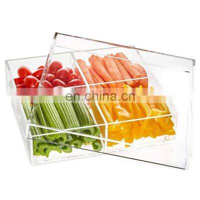 Acrylic Cutlery Tray Storage Box Four Compartments High-end Acrylic Container Transparent Multi-function