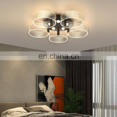 New Listed Indoor Decoration Bedroom Gold Black Acrylic Modern 24 36 54 108 128 W LED Ceiling Light